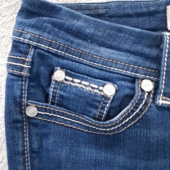 BKE Harper Bootcut Jean Women 33x30.5, Tag 30x31.5 Blue Stretch Thick Stitch - Picture 6 of 15